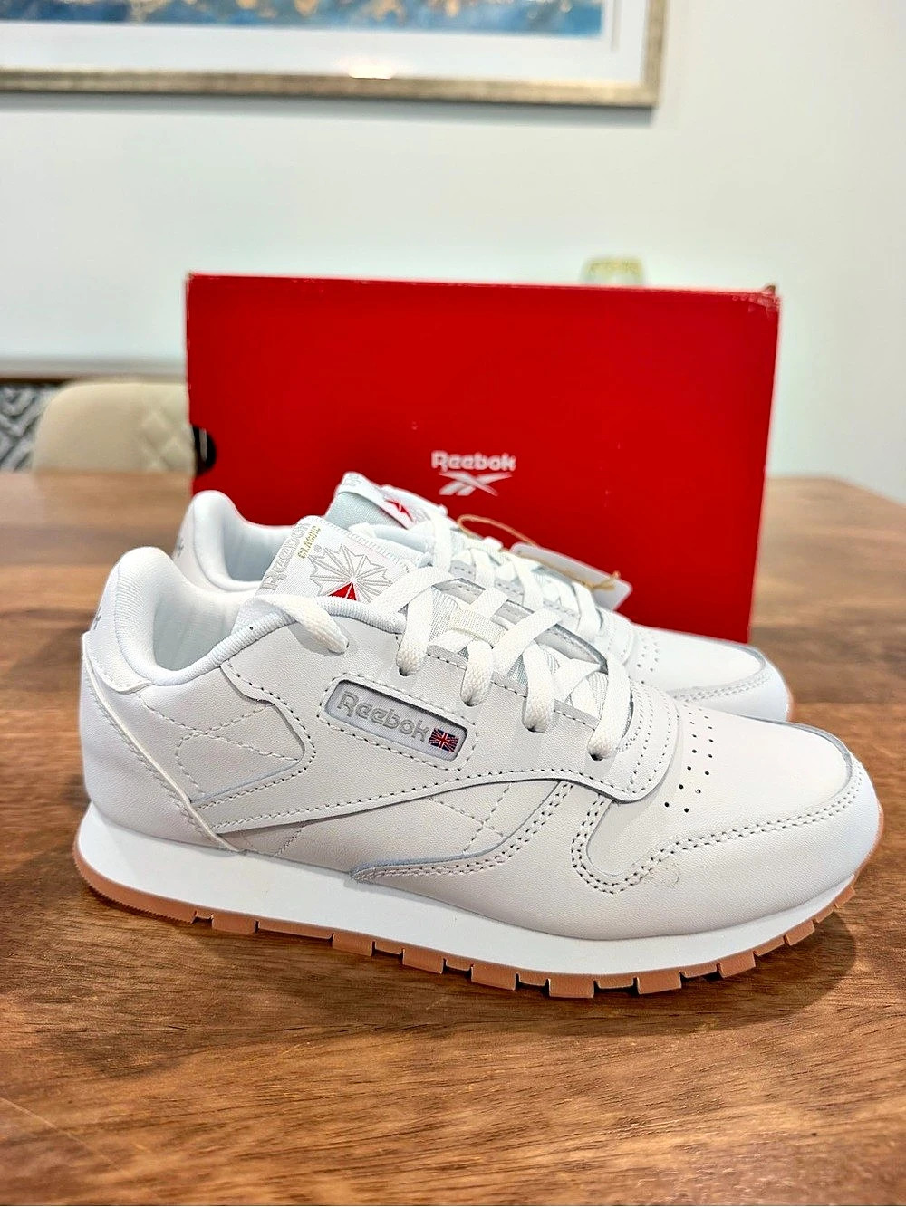 Reebok Classic Leather Kids Running Sneakers White-Size 2 BNIB